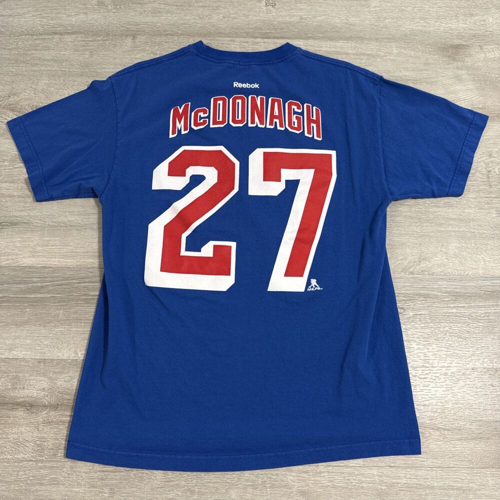 Ryan McDonagh Shirt New York Rangers Men’s Large Reebok Blue NHL Blueshirts